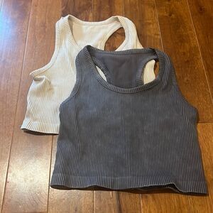New Set of 2 Mono B Ribbed Racerback Crop Tops